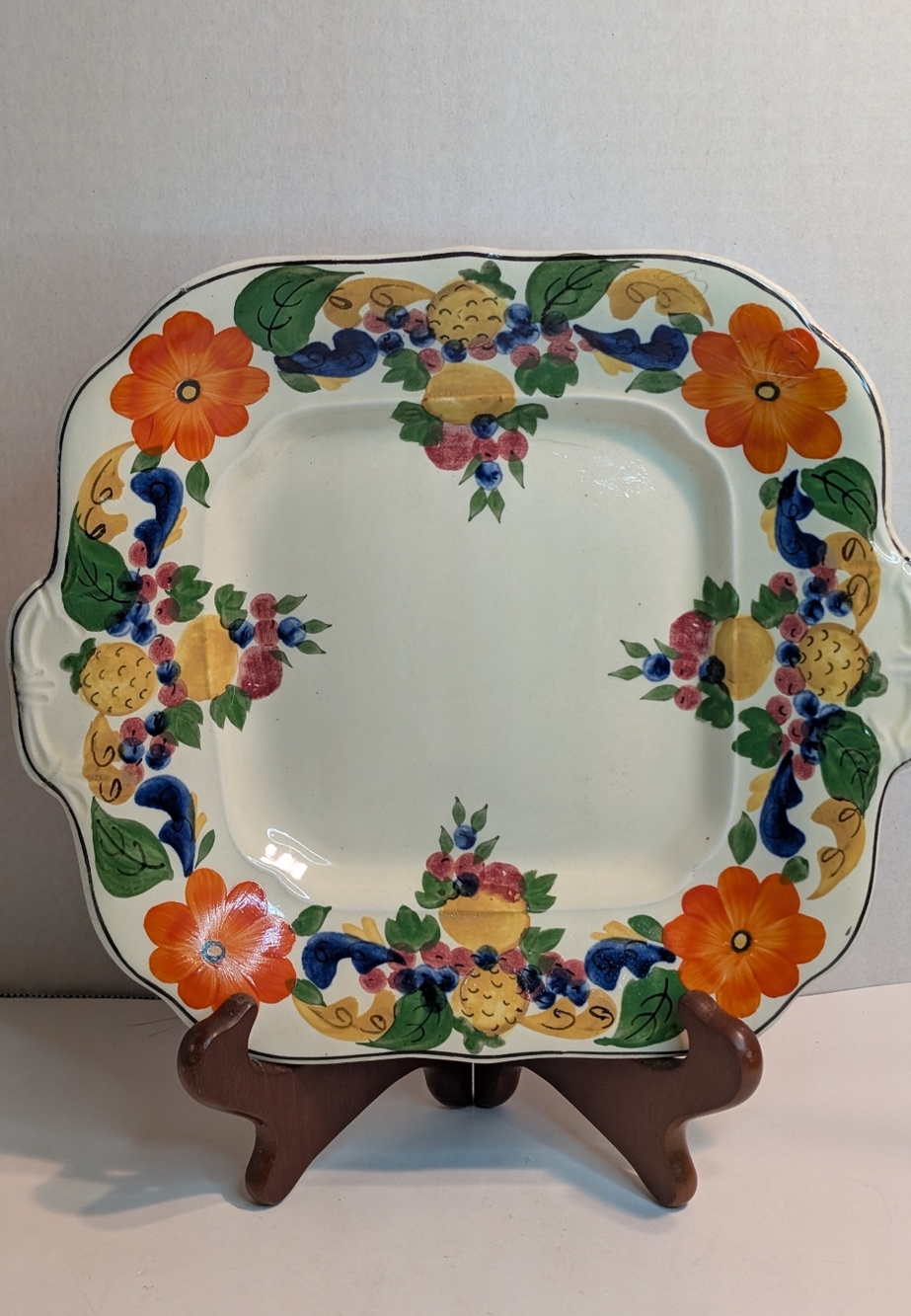 A vintage Royal Adams Ivory Titian Ware hand-painted serving platter
